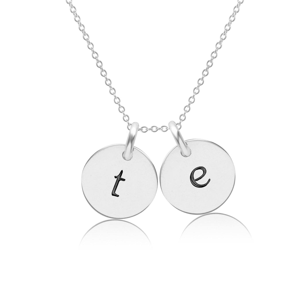 Sterling Silver Initial Necklace - 2 Circles - Lowercase