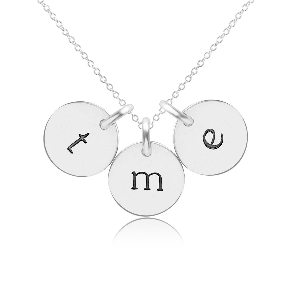Sterling Silver Initial Necklace -3 Circles - Lowercase