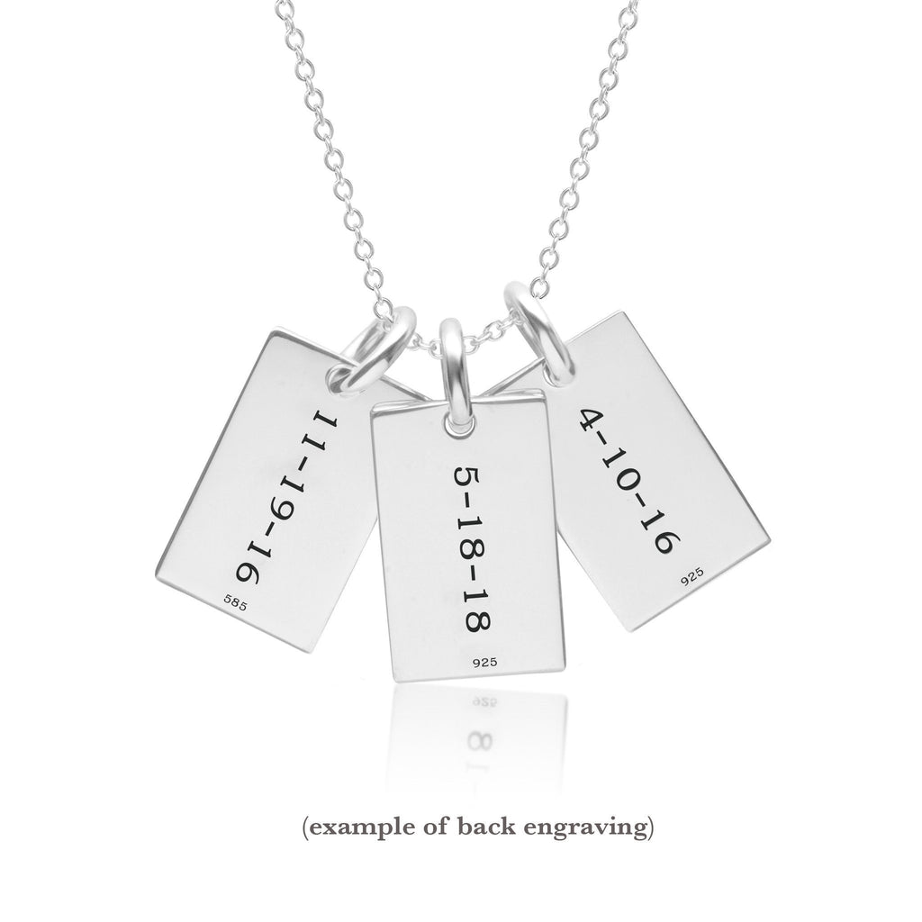 Sterling Silver Mini Dog Tag Necklace - 3 Names