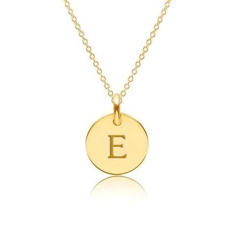 Mini Initial Circle Tag Necklace - Uppercase