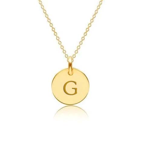 Mini Initial Circle Tag Necklace - Uppercase
