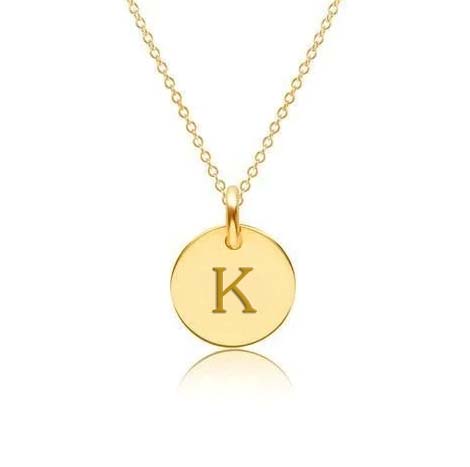 Mini Initial Circle Tag Necklace - Uppercase