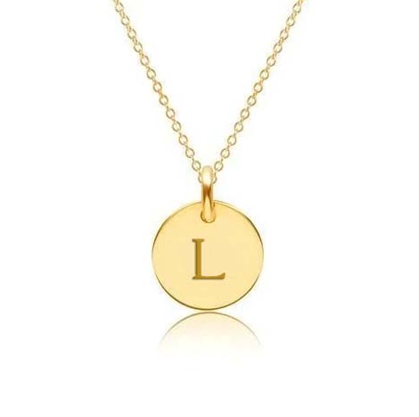 Mini Initial Circle Tag Necklace - Uppercase
