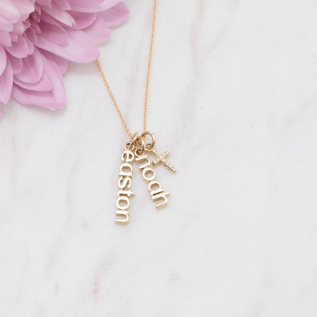 Gold Vertical Name Charm