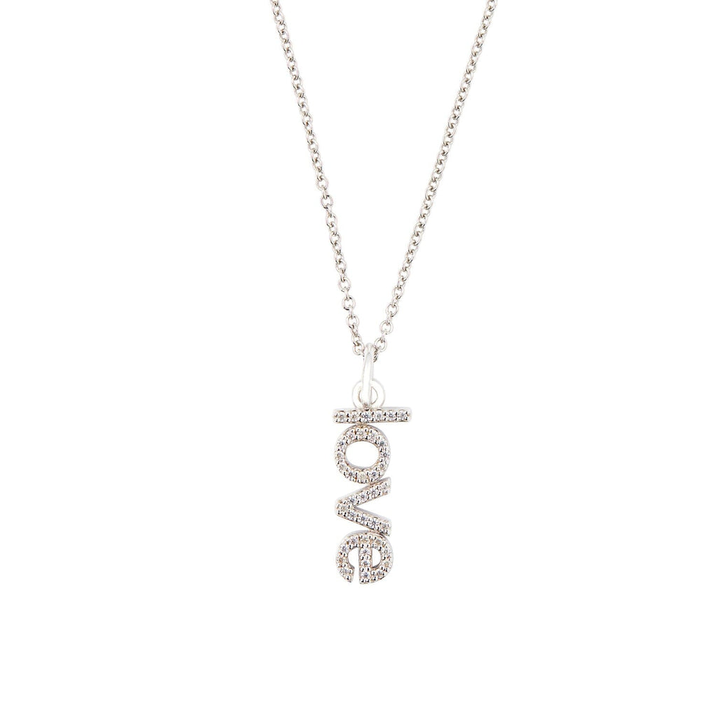 Sterling Silver Pavé Vertical Love Necklace