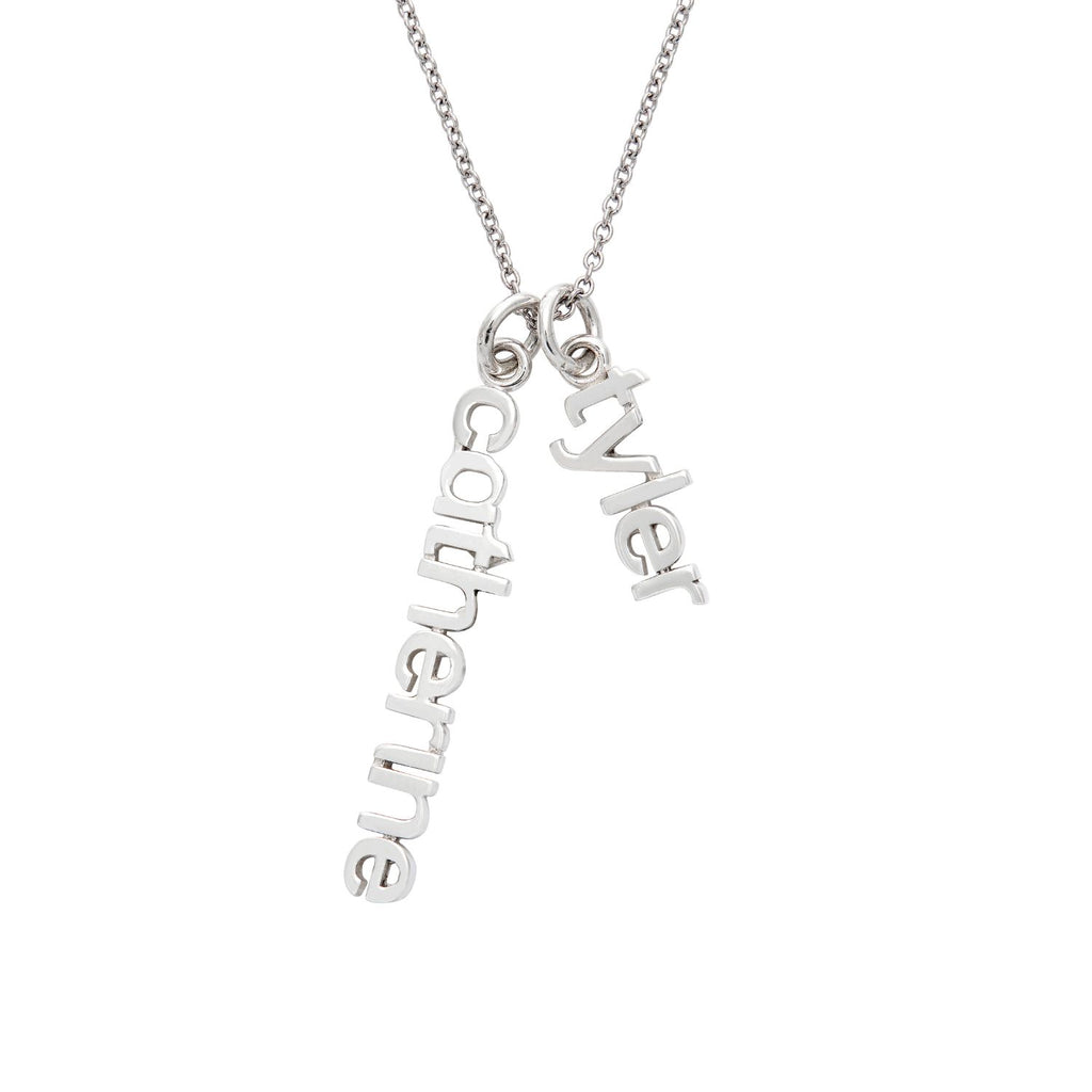 Sterling Silver Vertical Name Necklace - 2 Names
