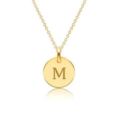 Mini Initial Circle Tag Necklace - Uppercase