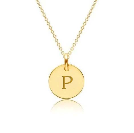 Mini Initial Circle Tag Necklace - Uppercase
