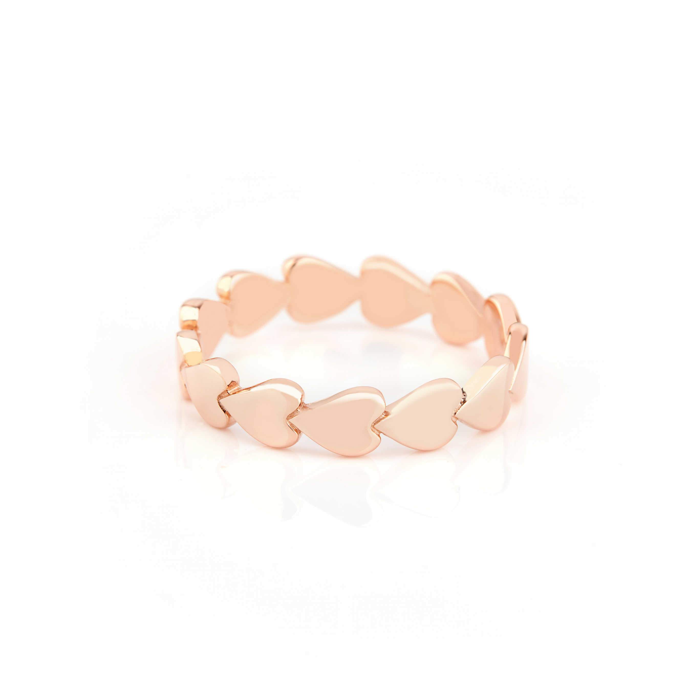 14k Gold Heart Band Set