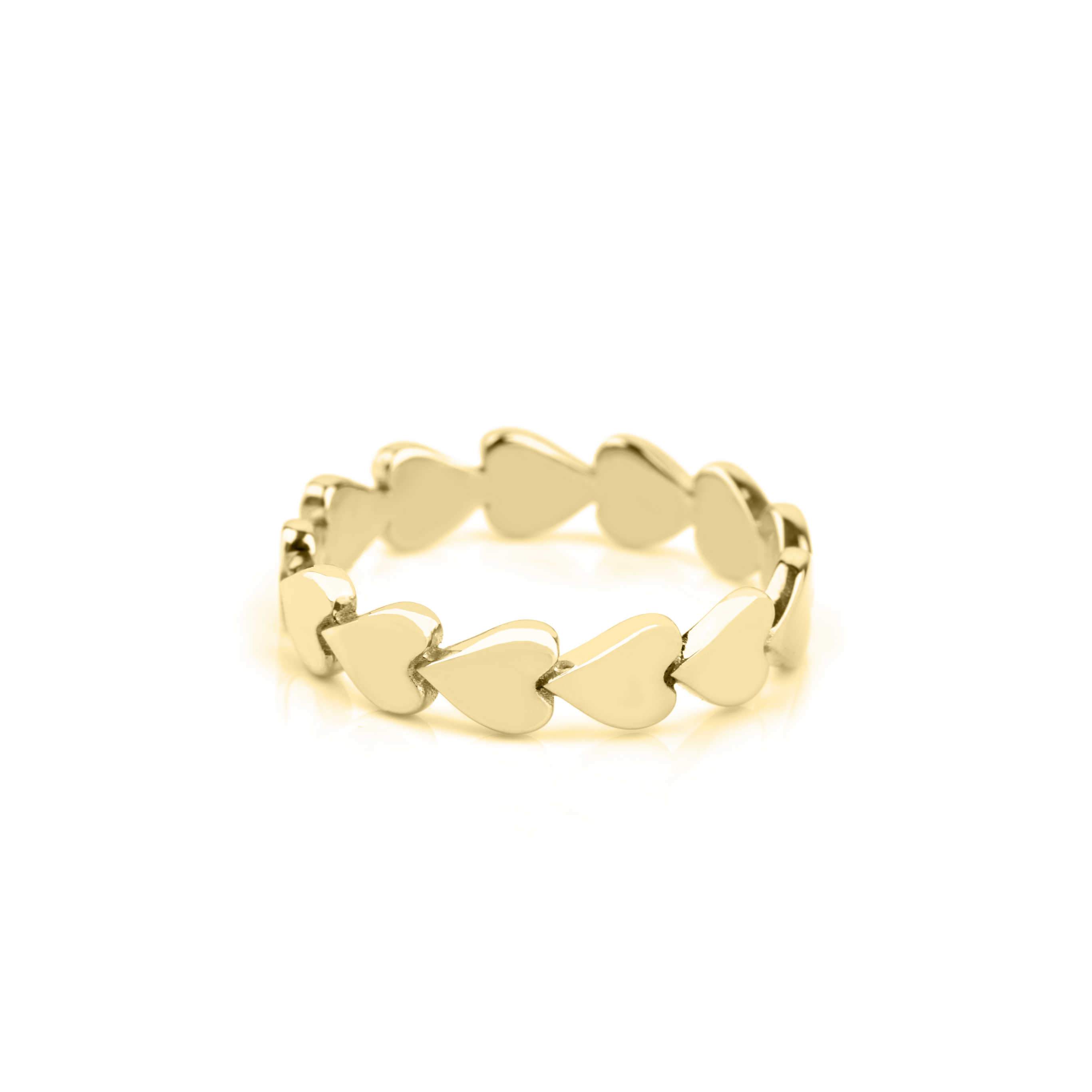 14k Gold Heart Band Set