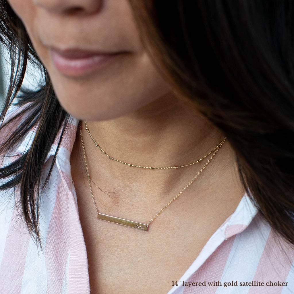 Personalized Skinny Bar Birthstone Necklace - 2 Stones