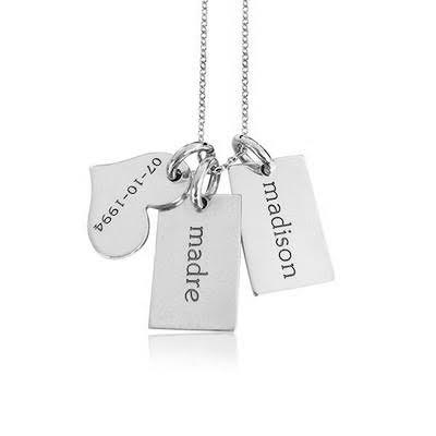 Sterling Silver Mini Dog Tags & Heart Necklace