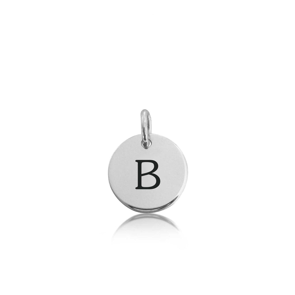 Sterling Silver Mini Initial Circle Charm - Uppercase