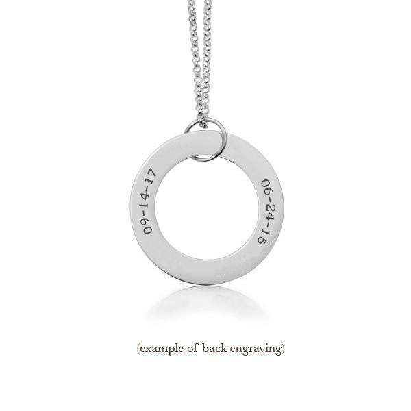 Sterling Silver Circle Pendant Necklace - 2 Names