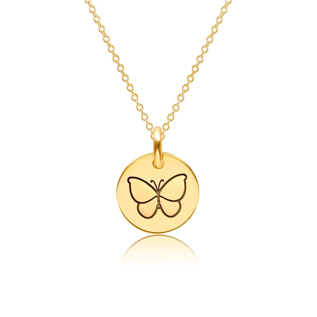 14k Gold Engravable Butterfly Necklace