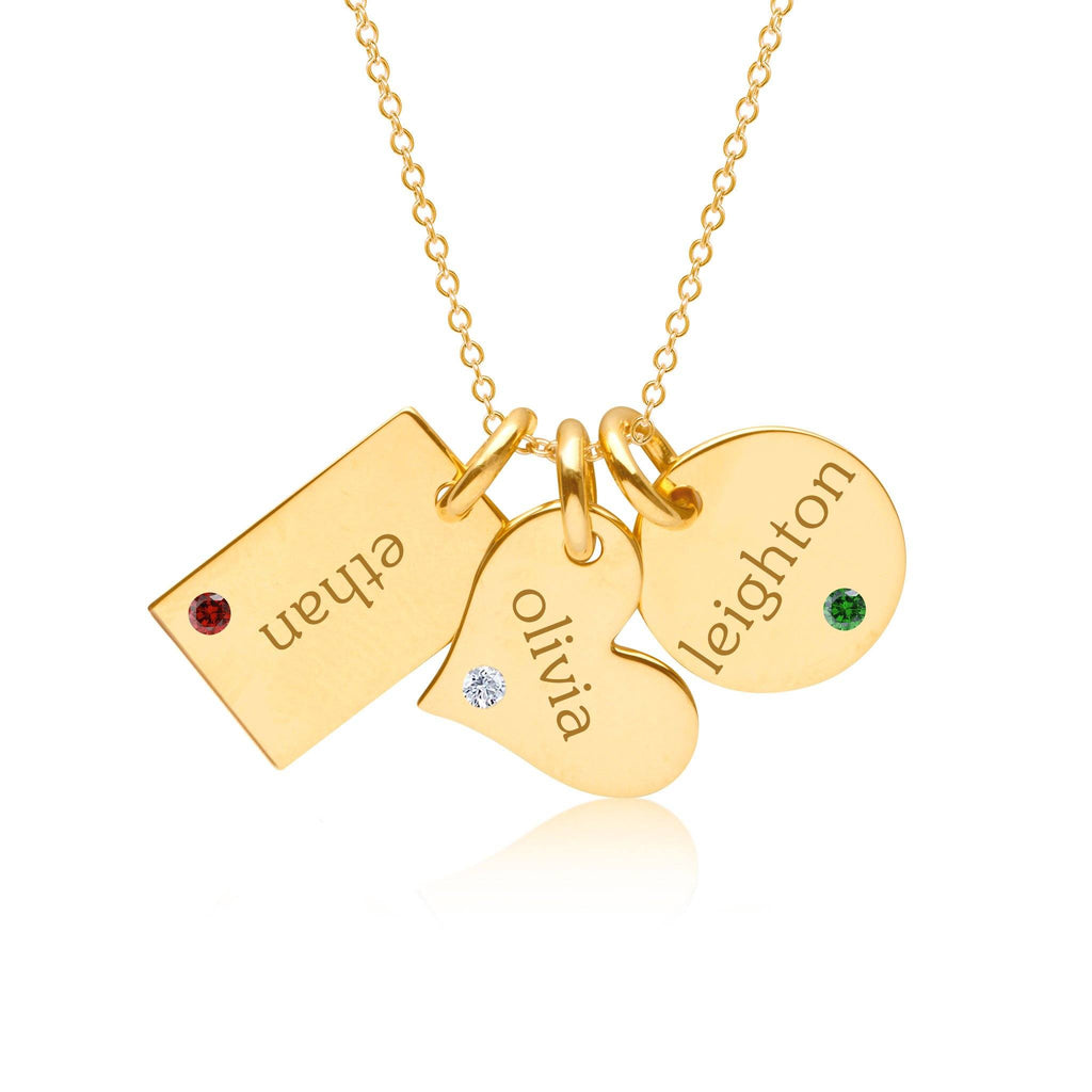 14k Gold Family Necklace With Birthstones