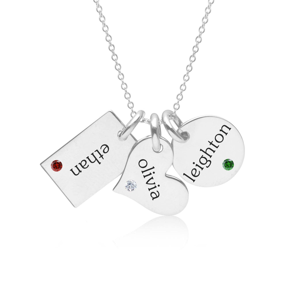Sterling Silver Family Necklace With Birthstones