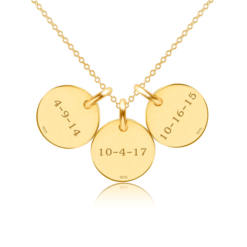 Gold Initial Necklace - 3 Circles - Uppercase