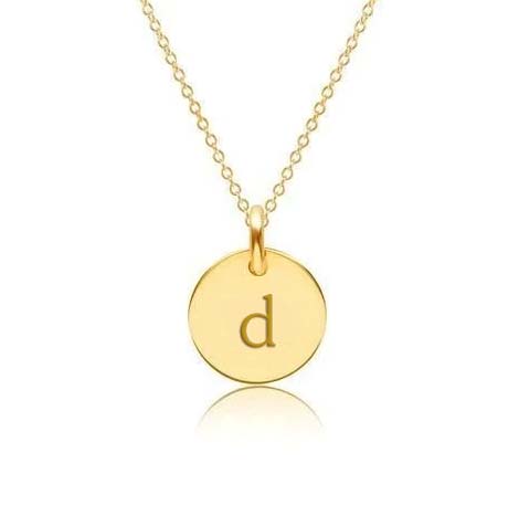 Mini Initial Circle Tag Necklace - Lowercase