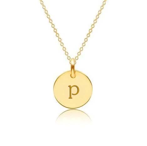 Mini Initial Circle Tag Necklace - Lowercase