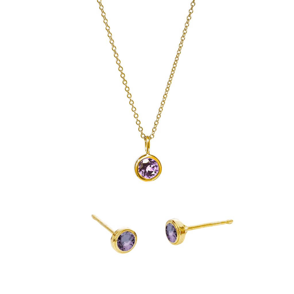 Gold Birthstone Necklace and Earring Set