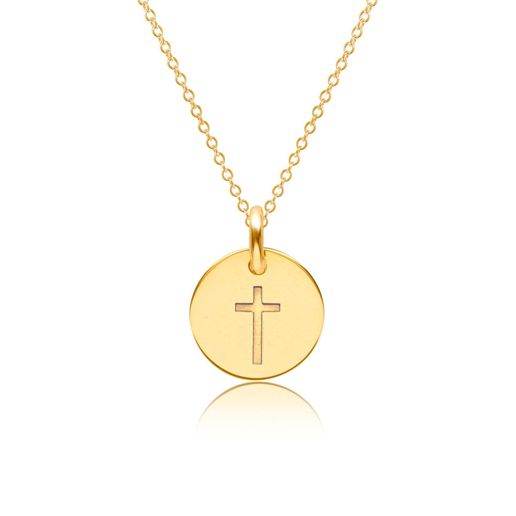 Gold Engravable Cross Circle Tag
