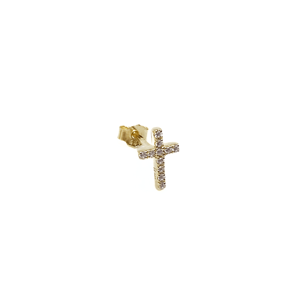 14k Gold Pavé Diamond Cross Stud Earrings