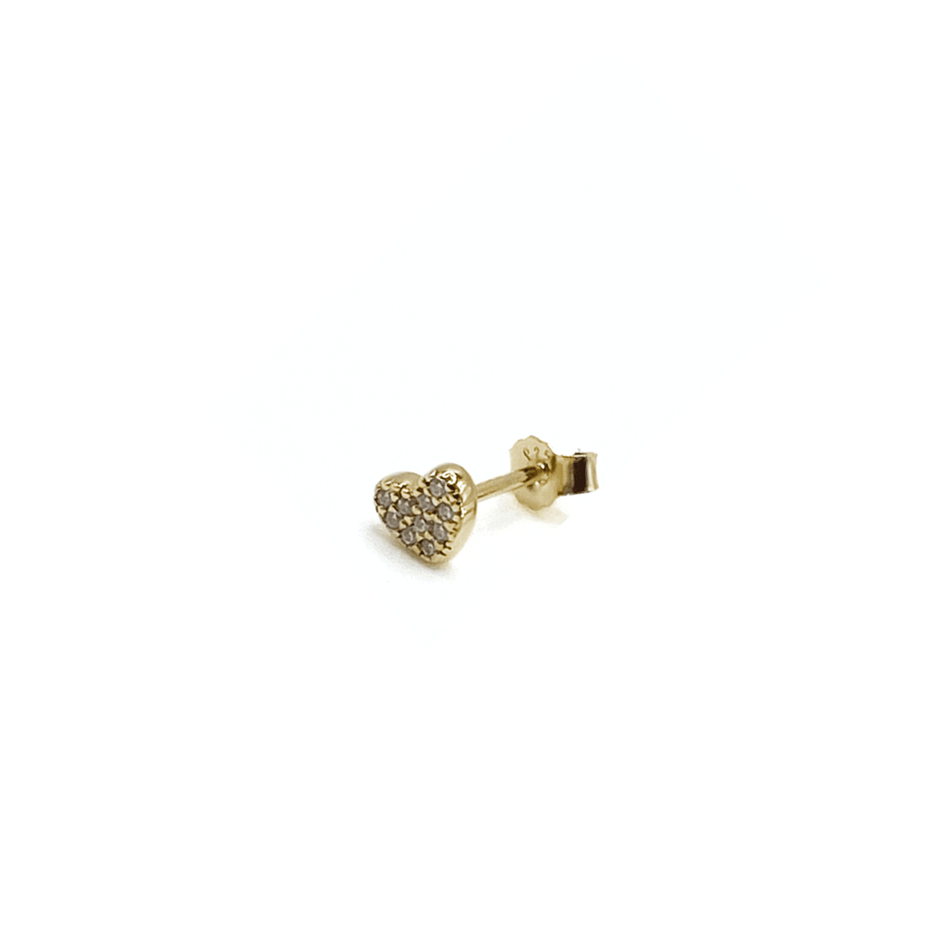 14k Gold Pavé Diamond Heart Stud Earrings