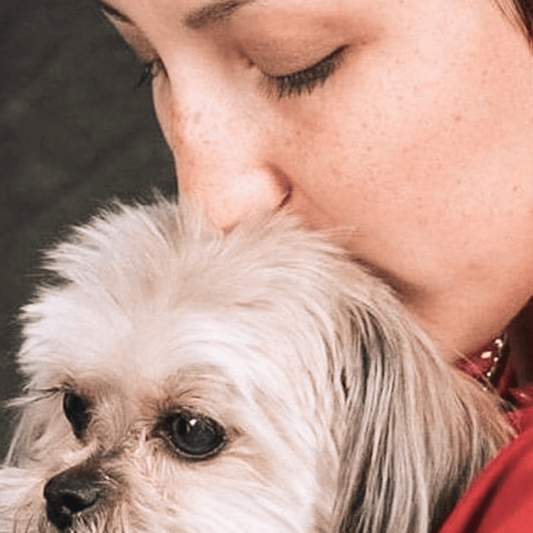 woman with her dog, service dog, dogs are family