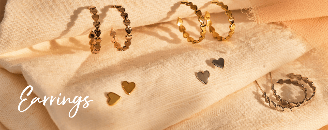 earrings from our perfectly imperfect hear collection available as studs and hoops