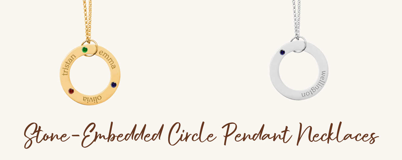 circle pendant necklaces with up to four unique birthstones