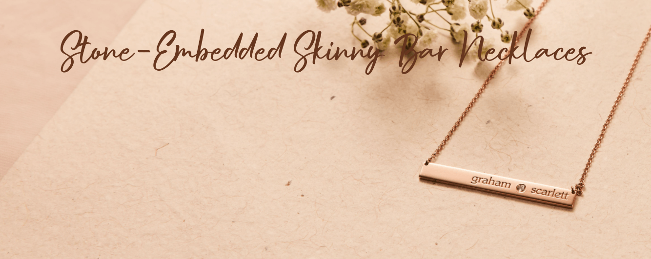 stone embedded skinny bar necklaces for moms