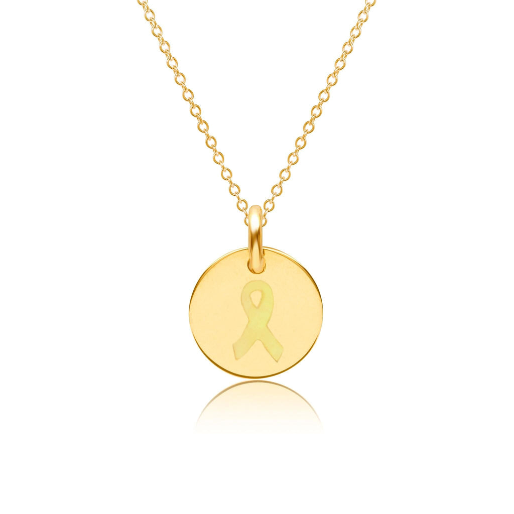 14k Gold Engravable Childhood Cancer Ribbon Necklace