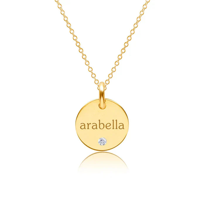 Circle Tag Necklace with Birthstone