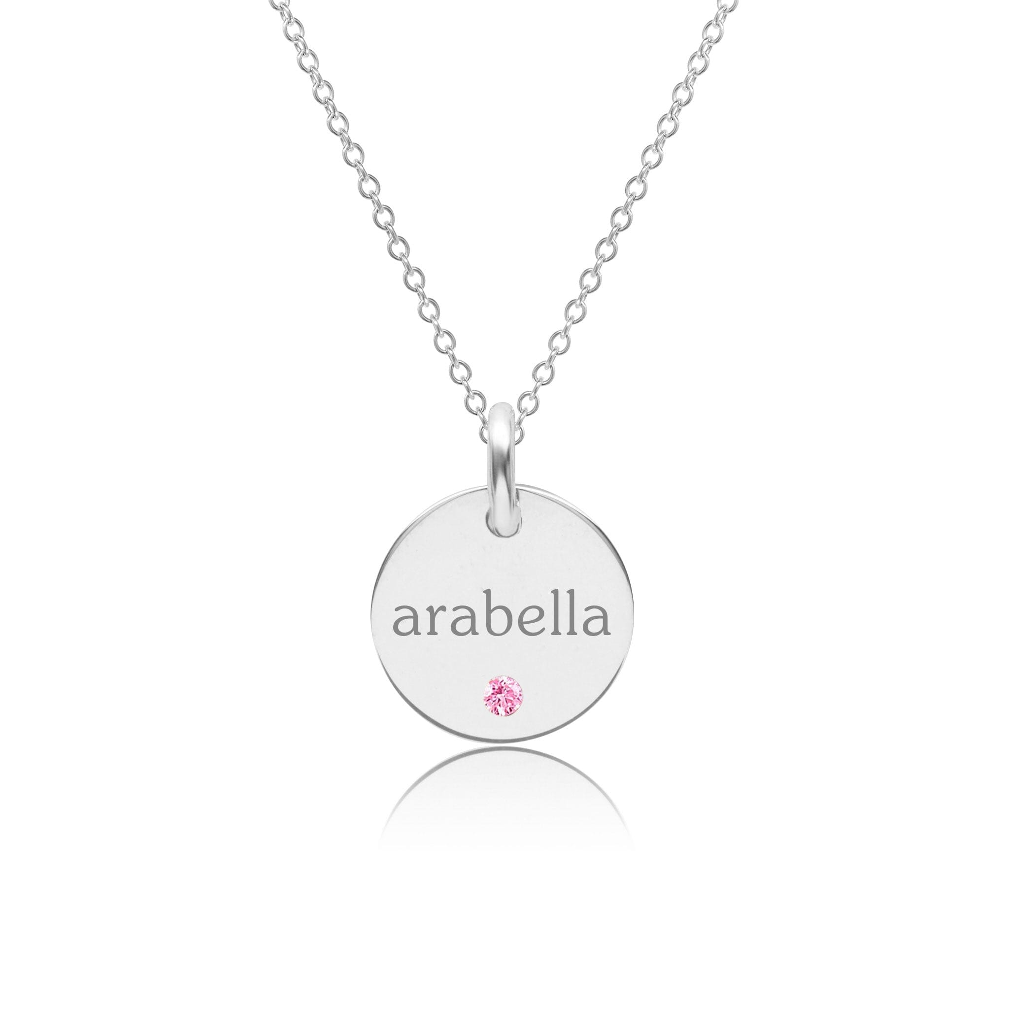 Circle Tag Necklace with Birthstone