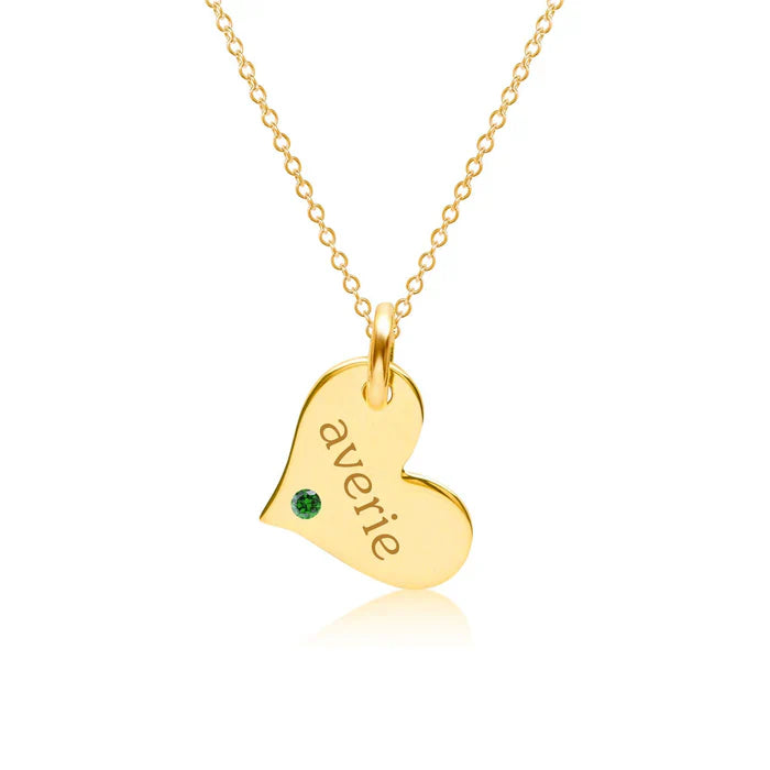 Heart Necklace with Birthstone