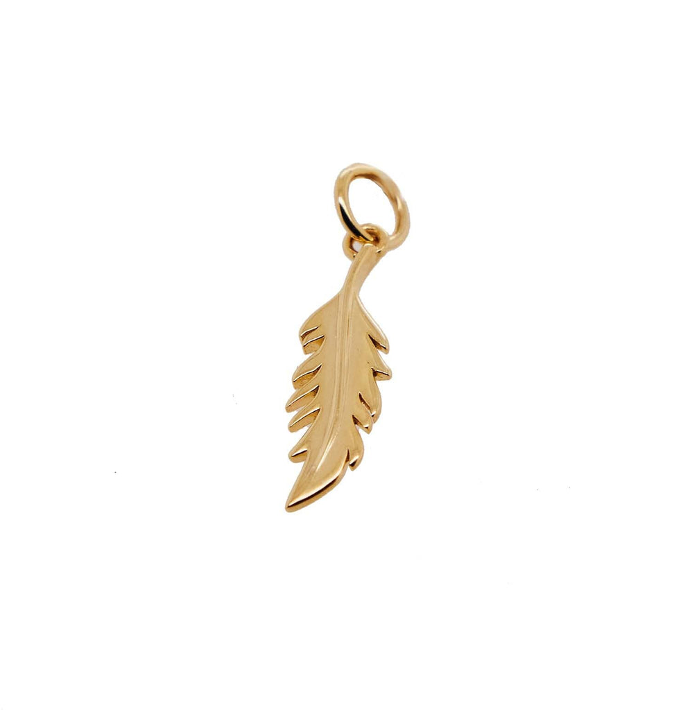 14k Gold Vertical Flamingo Feather Charm by Lindsey Gurk