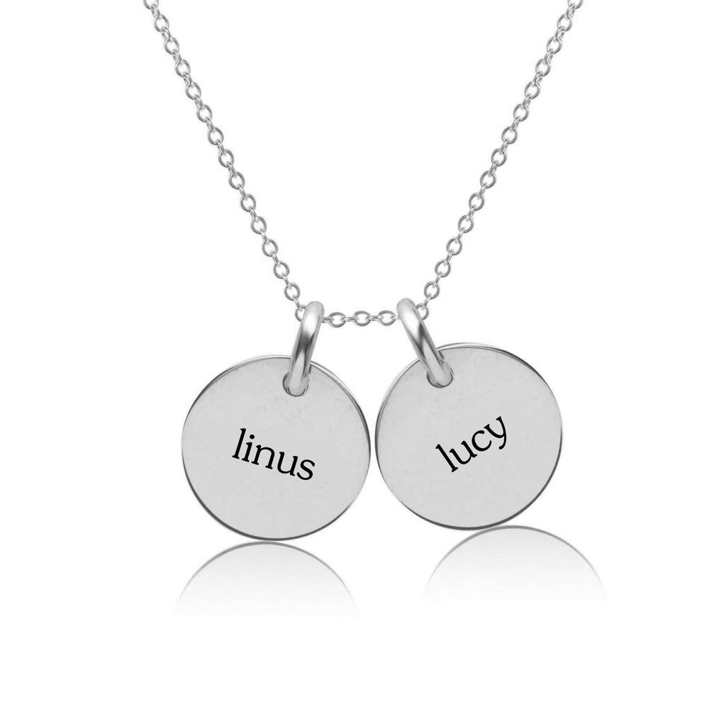 Sterling Silver Circle Necklace - 2 Names
