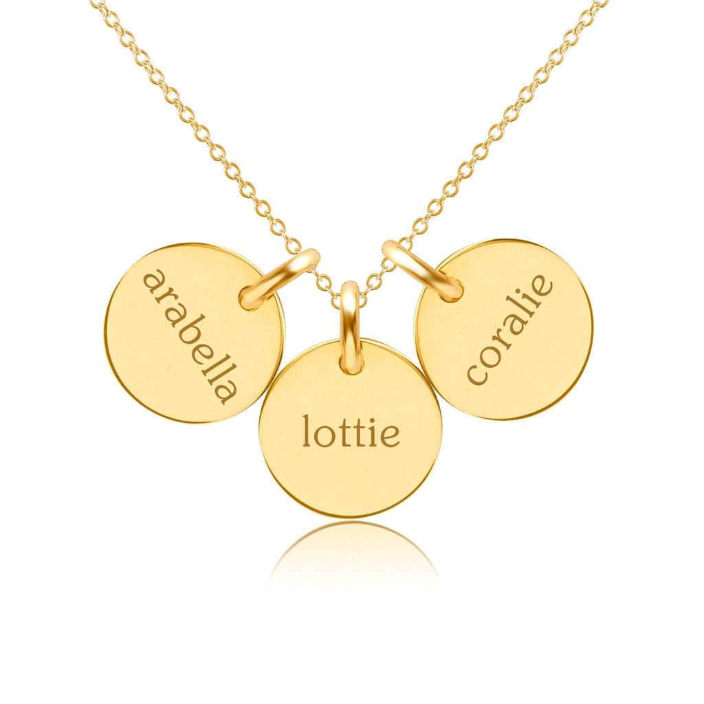 14k Gold Circle Necklace - 3 Names