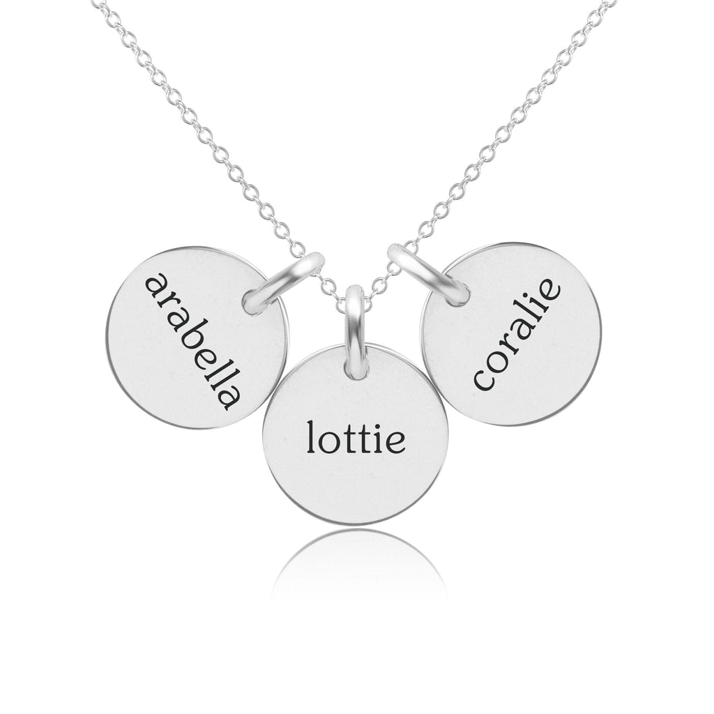 Sterling Silver Circle Necklace - 3 Names