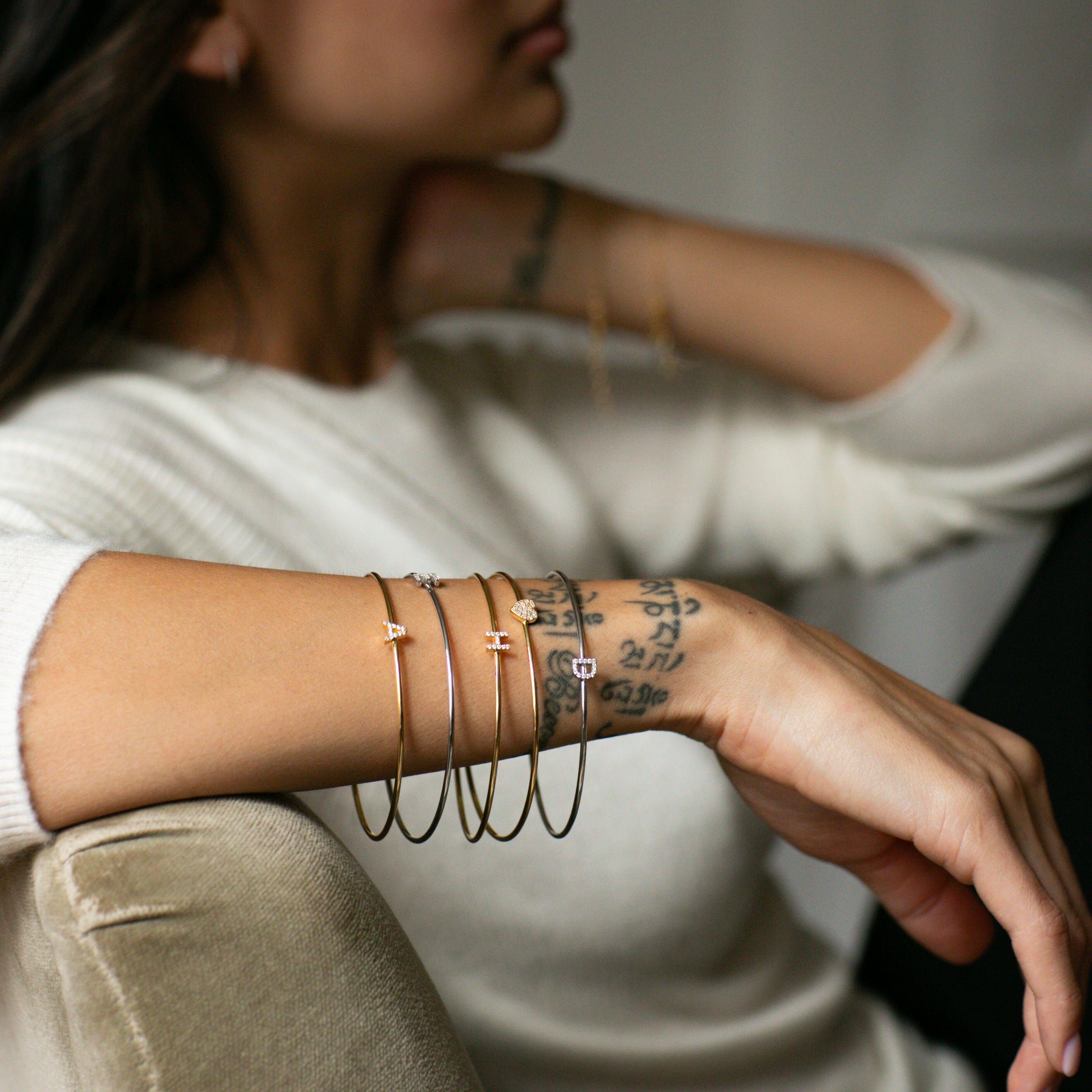 Pavé Initial Bangle