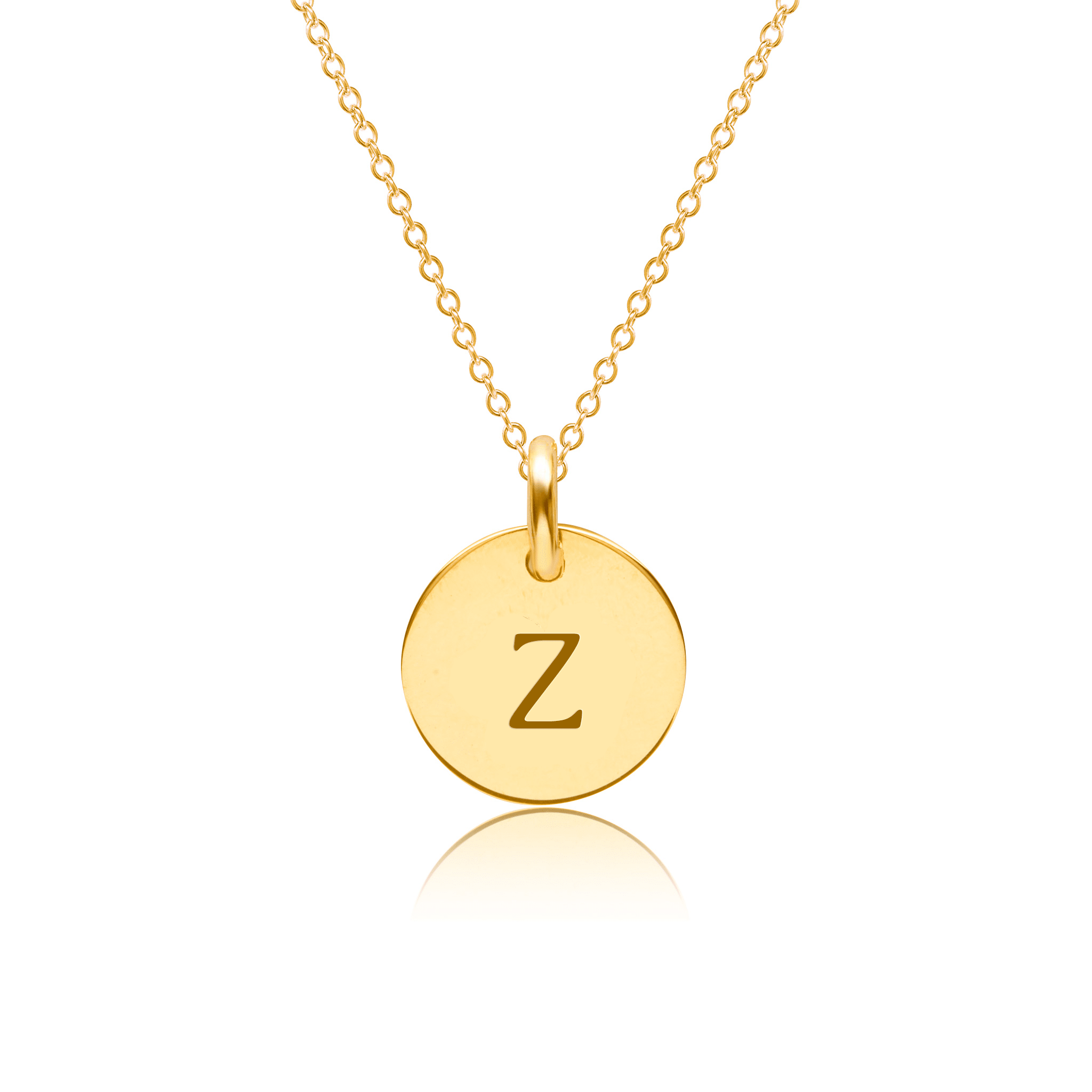 Mini Initial Circle Tag Necklace - Uppercase
