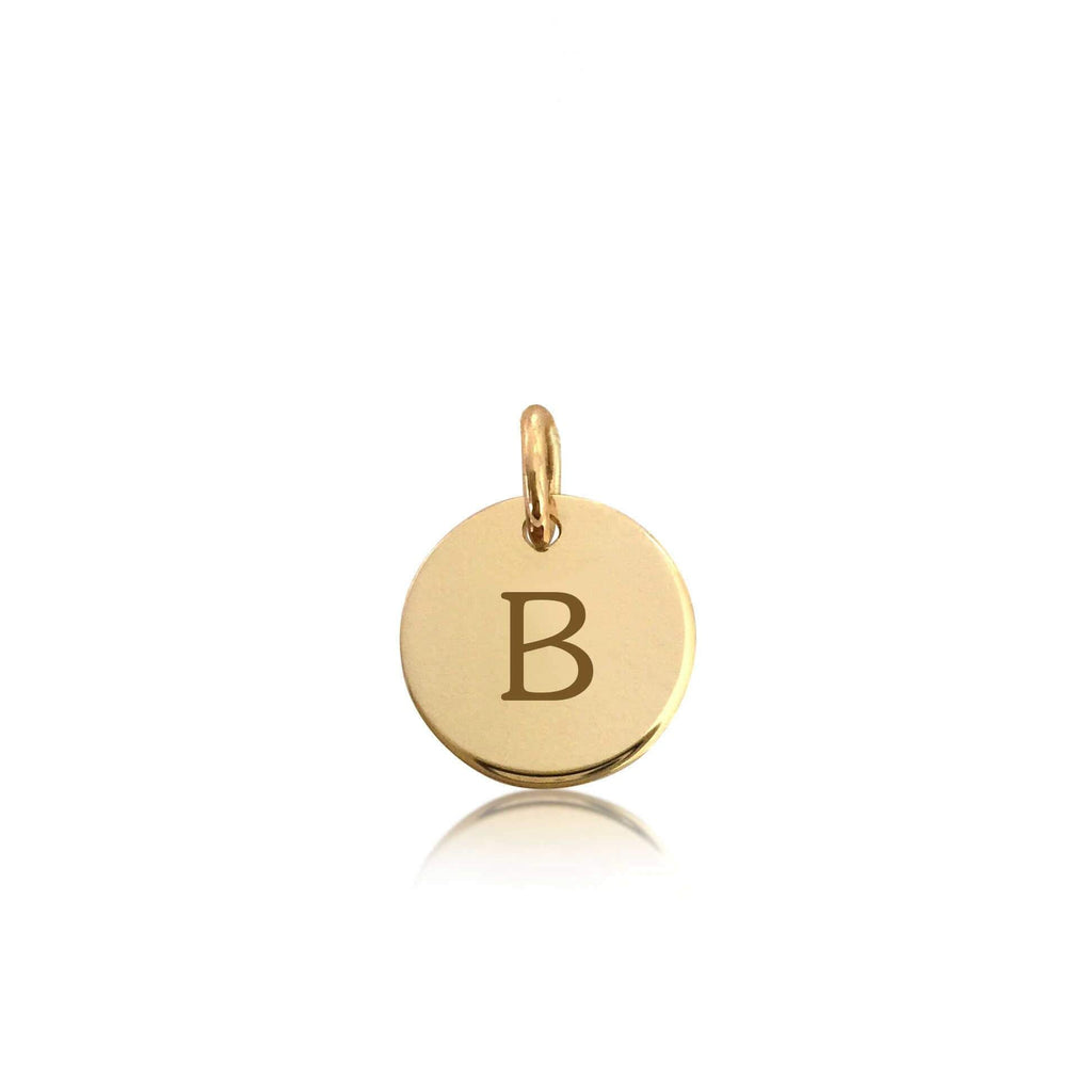 14k Gold Mini Initial Circle Charm - Uppercase