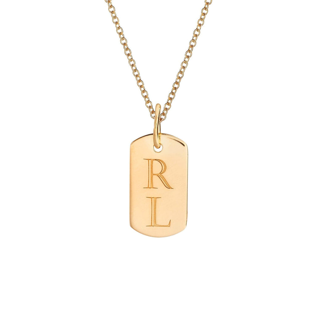 14k Gold Rounded Mini Dog Tag Necklace