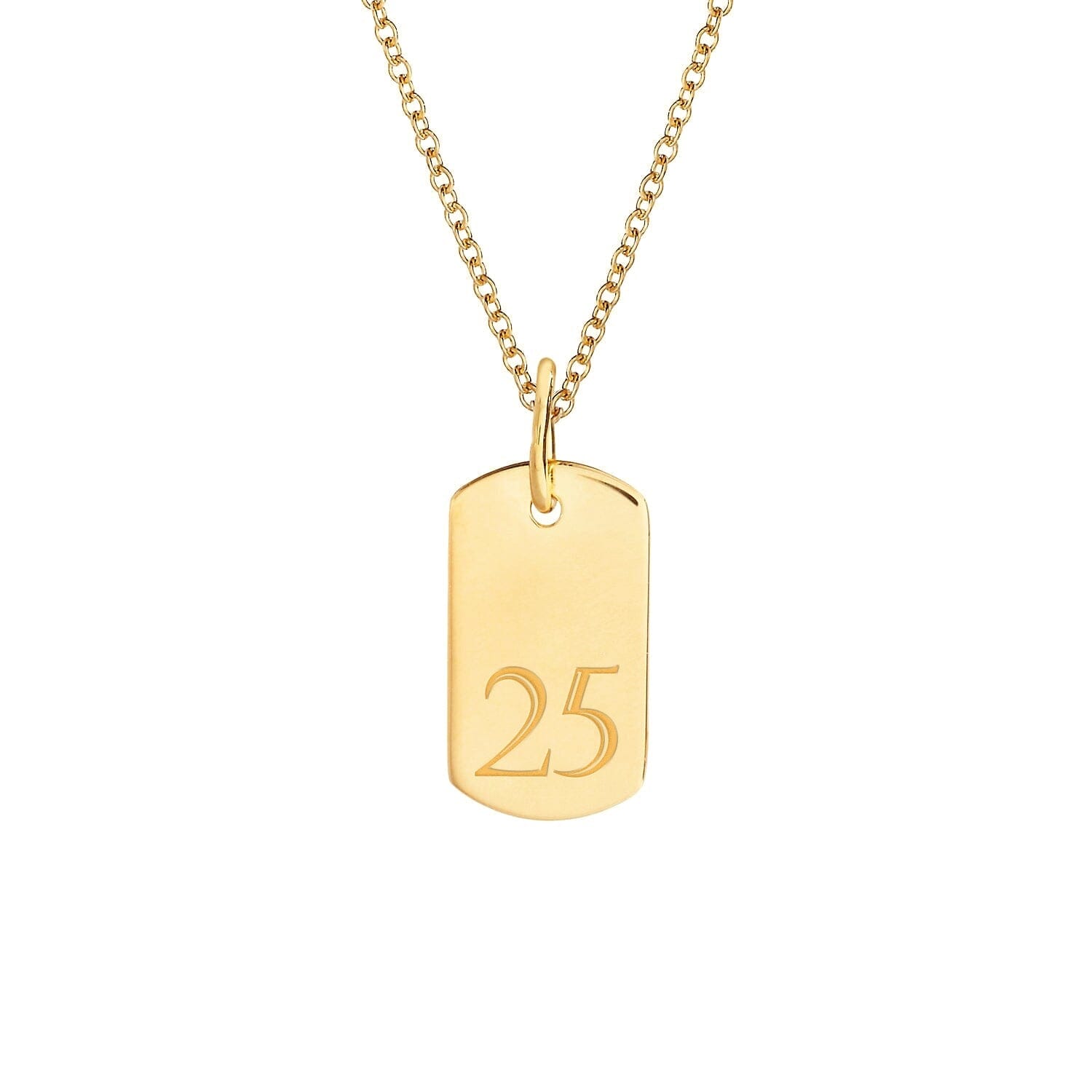 Rounded Mini Dog Tag Number Necklace