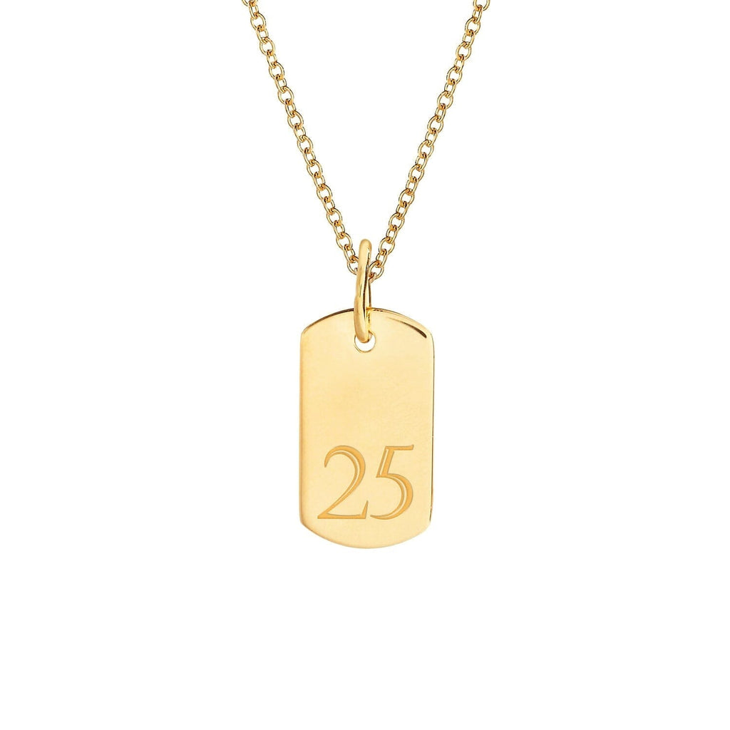 Rounded Mini Dog Tag Number Necklace