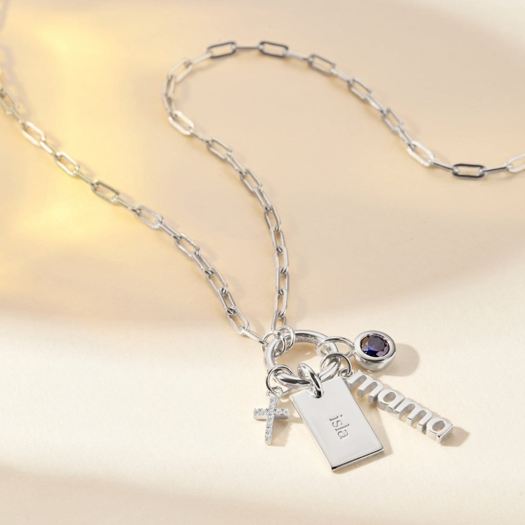 Front Clasp Mini Dog Tag Combination Necklace
