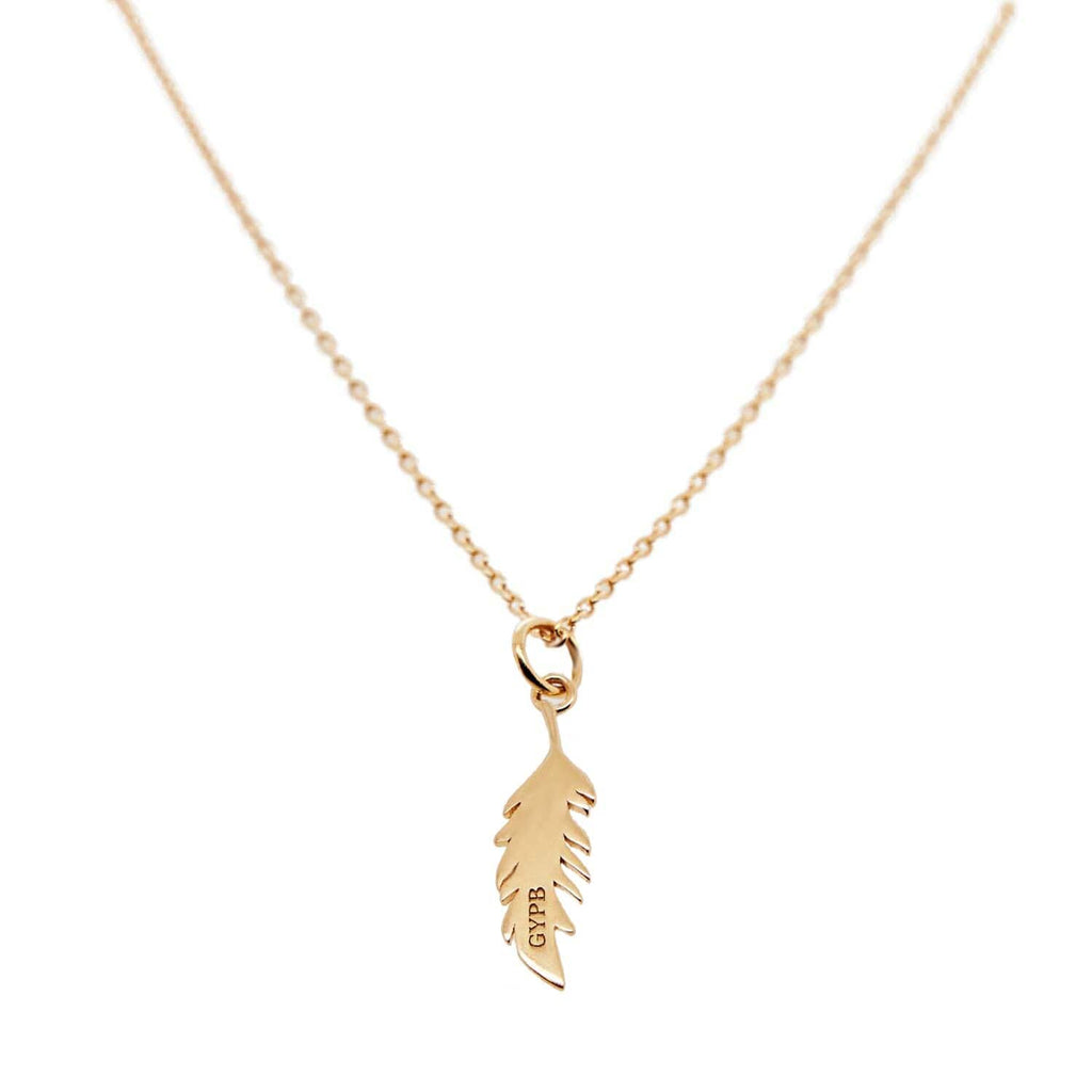 Back of Gold Vertical Flamingo Feather Necklace