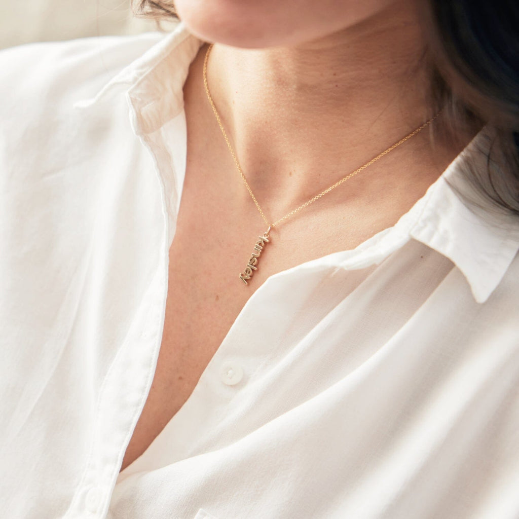 Gold Vertical Name Necklace