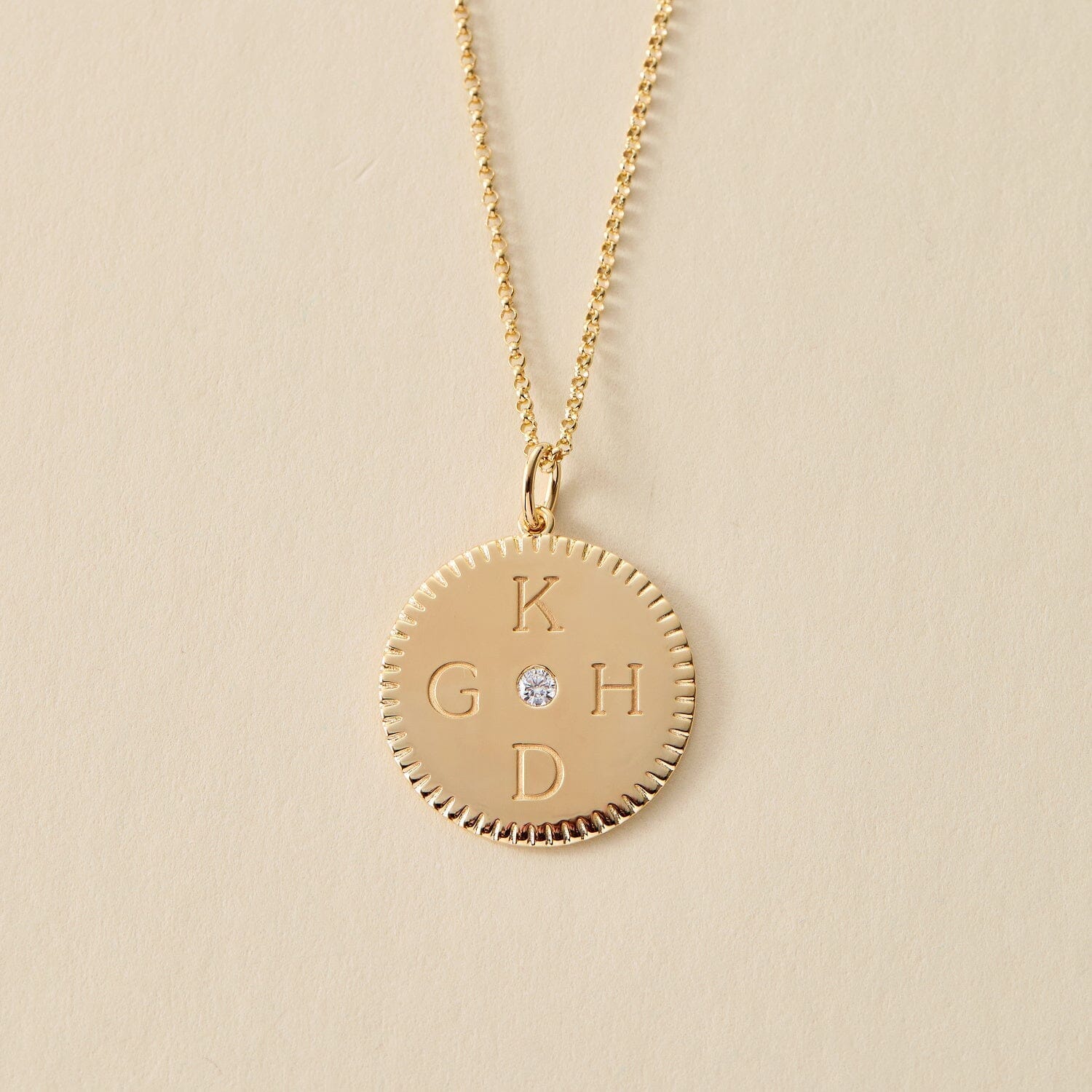 Notched Initial Pendant Necklace